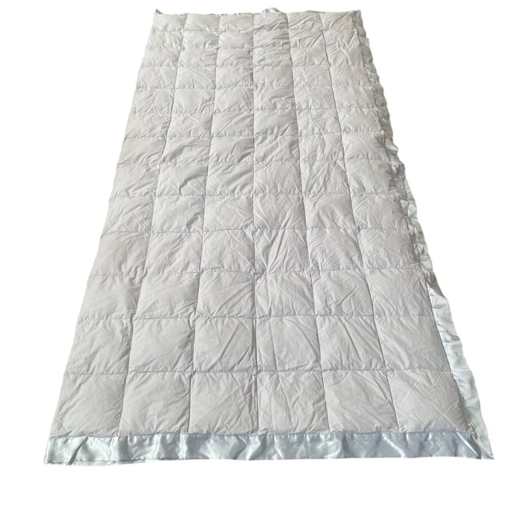 White Goose Down Comforter Queen‎ Size Cotton Cover Warm Blanket Satin Trim